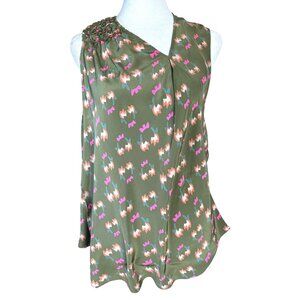 Rachel‎ Comey Women's 100% Silk Blouse Top Size Large Asymetrical Smocked